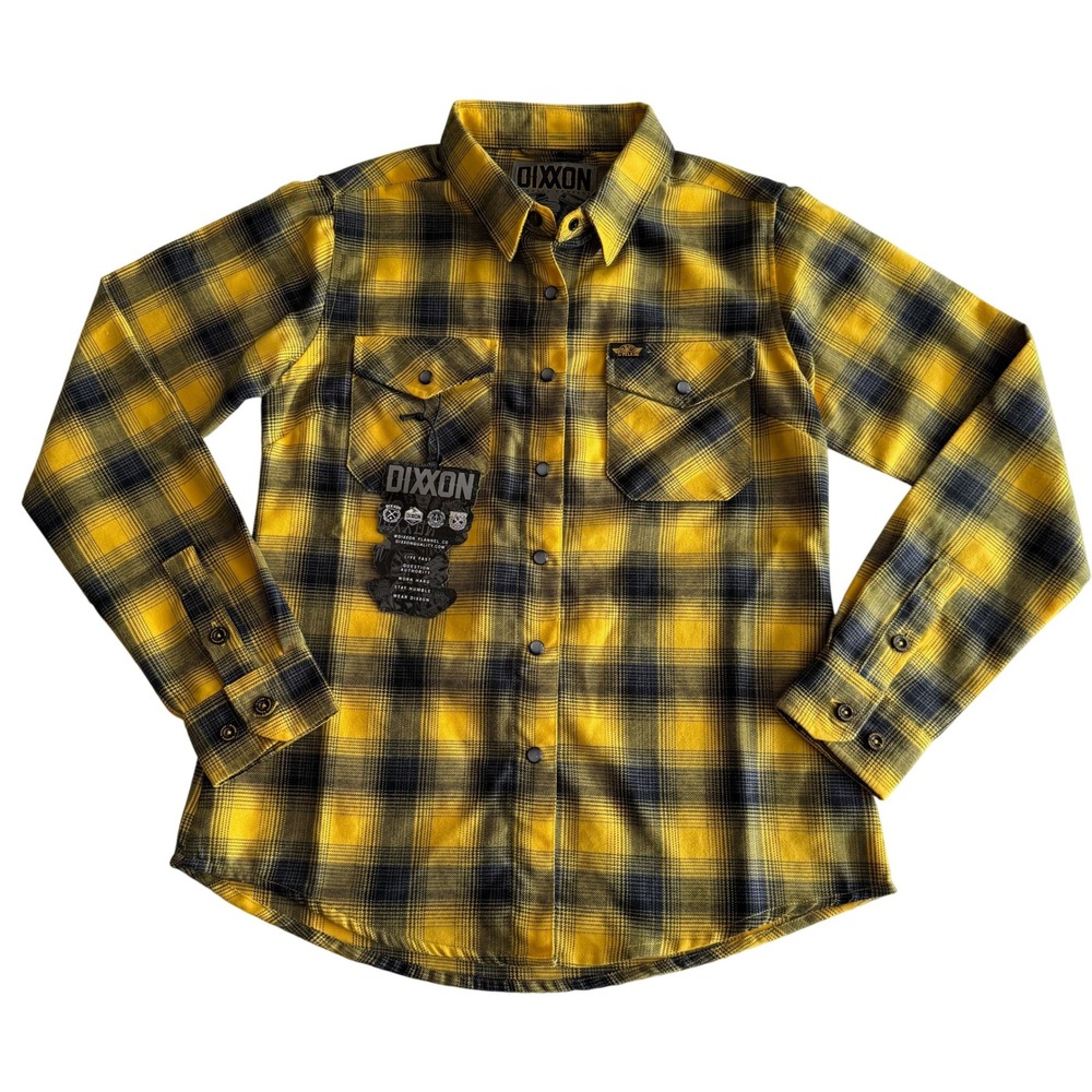 Dixxon NWT Parham Panhead J & P Cycles Bumblebee Flannel Snap Up Shirt M - Picture 2 of 11
